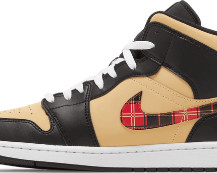 Men's Air Jordan 1 Mid Tartan Swoosh Shoes