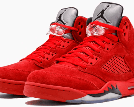 Men's Air Jordan 5 Retro Red Suede Shoes