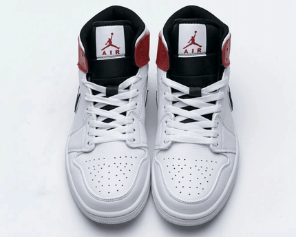 Men's Air Jordan 1 Mid White Black Gym Red Shoes