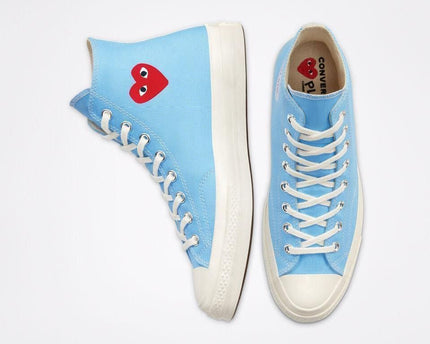Men's Play Comme Des Garcons X Converse High Top Blue Shoes
