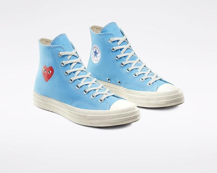 Men's Play Comme Des Garcons X Converse High Top Blue Shoes