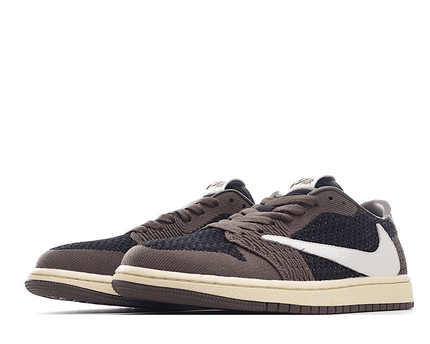 Men's Air Jordan 1 Low Flyknit x Travis Scott Olive Green Shoes