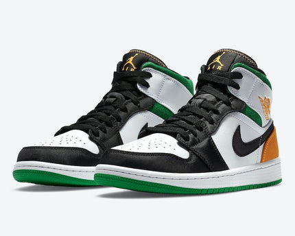 Men's Air Jordan 1 Mid White Black Green Shoes