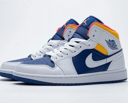 Men's Air Jordan 1 Mid Royal Blue Laser Orange Shoes