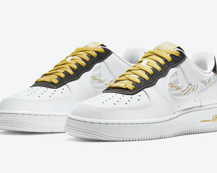 Men's Air Force 1 Low Gold Reflective Zebra Swooshes Shoes