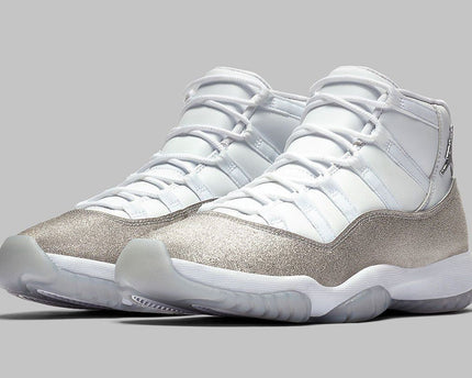Men's Air Jordan 11 White Metallic Silver Shoes
