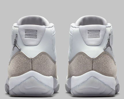 Men's Air Jordan 11 White Metallic Silver Shoes