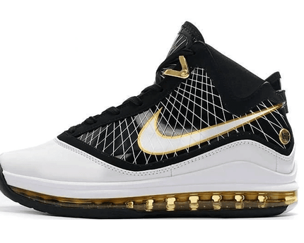 Men's Air Max Lebron 7 VII Black White Gold Shoes
