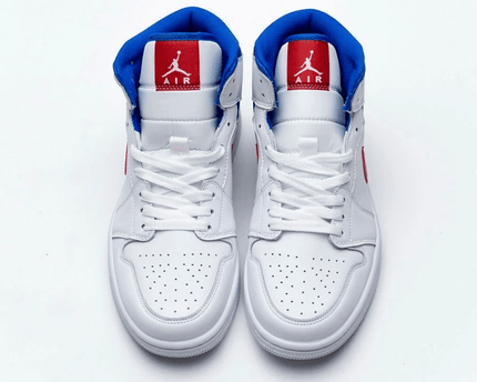 Men's Air Jordan 1 Mid SE White Blue Red Shoes