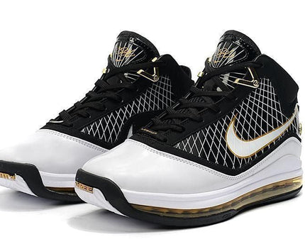 Men's Air Max Lebron 7 VII Black White Gold Shoes