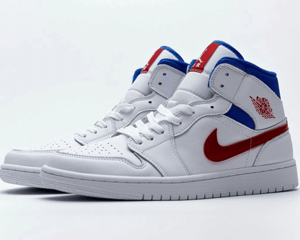 Men's Air Jordan 1 Mid SE White Blue Red Shoes