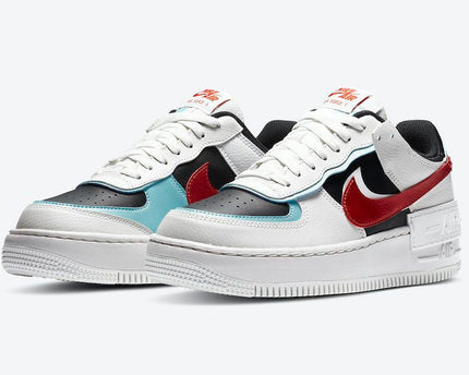 Men's Air Force 1 Shadow Bleached Aqua Chile Red Shoes