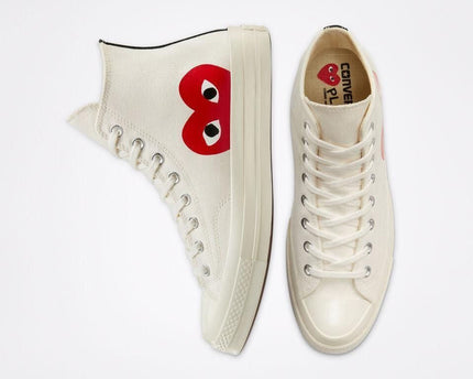 Men's Play Comme Des Garcons X Converse High Top White Shoes