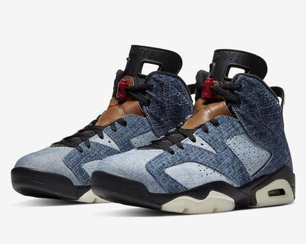 Men's Air Jordan 6 Black Washed Denim Shoes