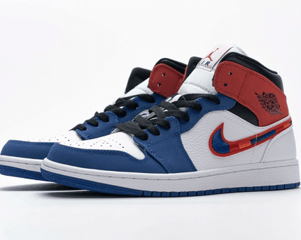 Men's Air Jordan 1 Mid Multicolor Swoosh Shoes