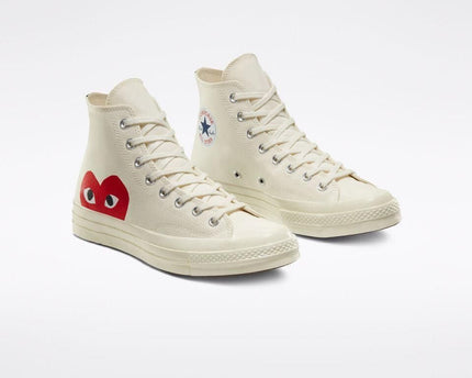 Men's Play Comme Des Garcons X Converse High Top White Shoes