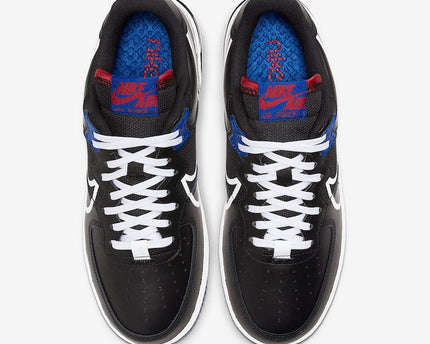 Men's Air Force 1 React Black With Red and Blue Shoes