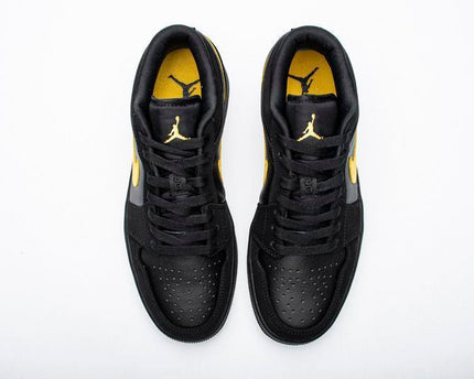 Men's Air Jordan 1 Low Black Gold Shoes