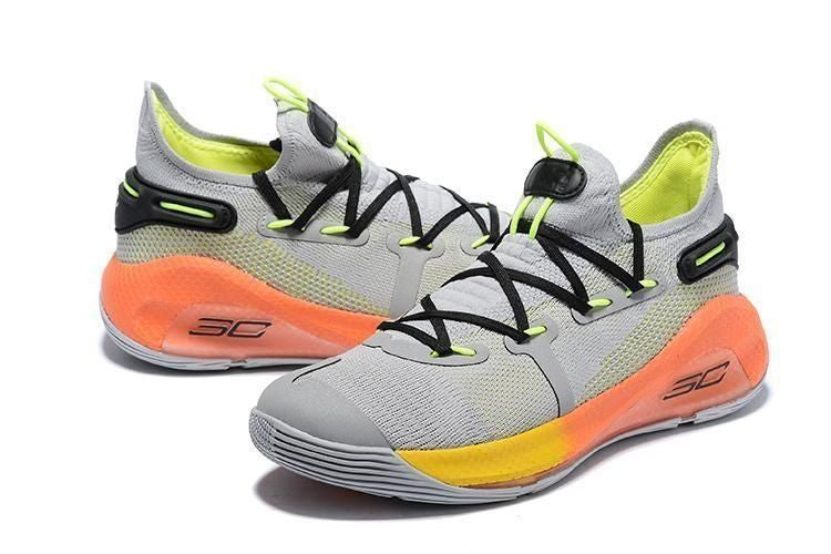 Men's Curry 6 Christmas Grey Orange Shoes