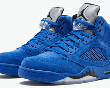 Men's Air Jordan 5 Retro Blue Suede Shoes
