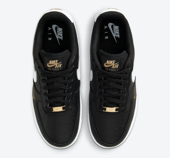 Men's Air Force 1 Gold Mini Swooshes Black Shoes