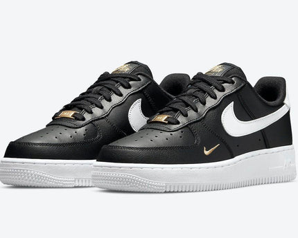 Men's Air Force 1 Gold Mini Swooshes Black Shoes