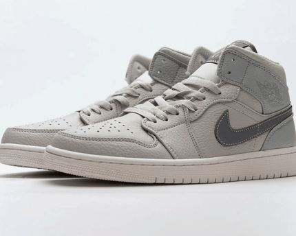 Men's Air Jordan 1 Mid Light Bone Grey Fog Shoes