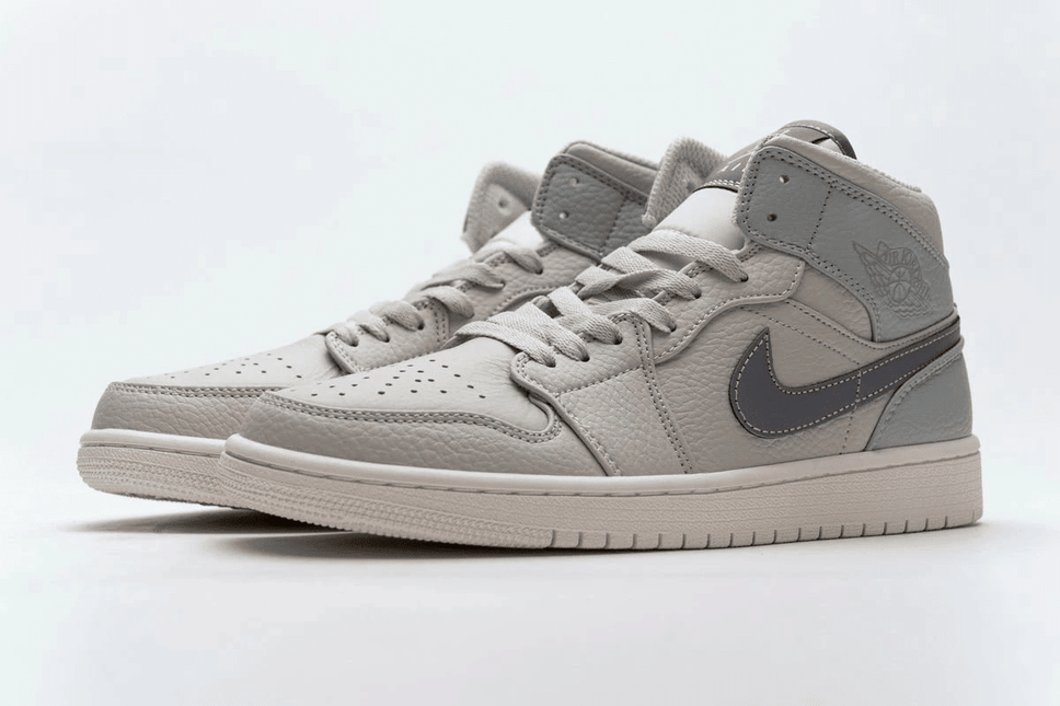 Men's Air Jordan 1 Mid Light Bone Grey Fog Shoes