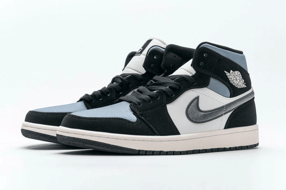 Men's Air Jordan 1 Mid Satin Grey Shoes