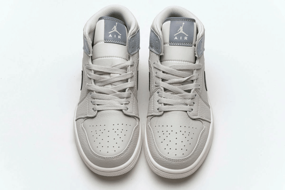 Men's Air Jordan 1 Mid Light Bone Grey Fog Shoes