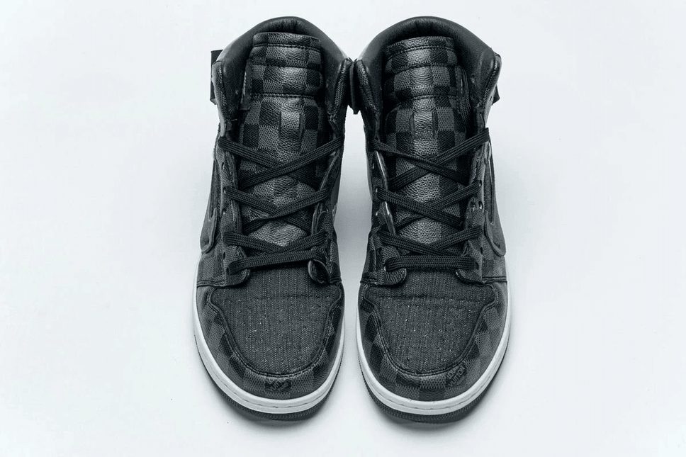 Men's LV X Air Jordan 1 High Grey Shoes