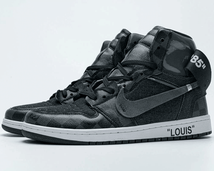 Men's LV X Air Jordan 1 High Grey Shoes