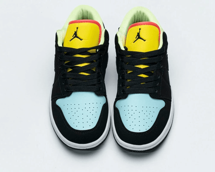 Men's Air Jordan 1 Low Black Yellow Blue Shoes