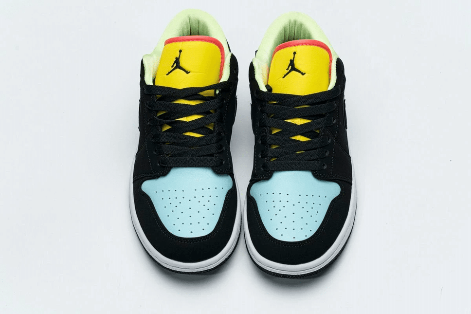 Men's Air Jordan 1 Low Black Yellow Blue Shoes