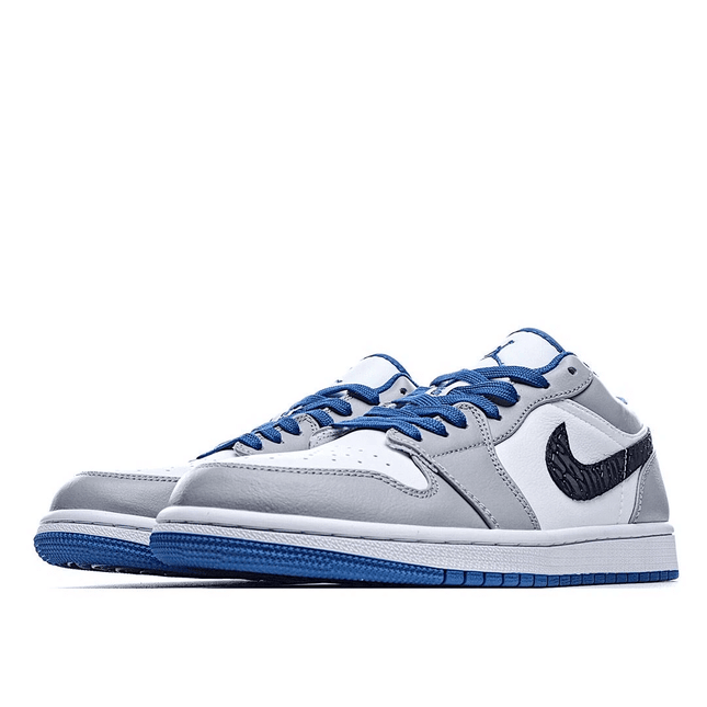 Men's Air Jordan 1 Low True Blue Cement Shoes