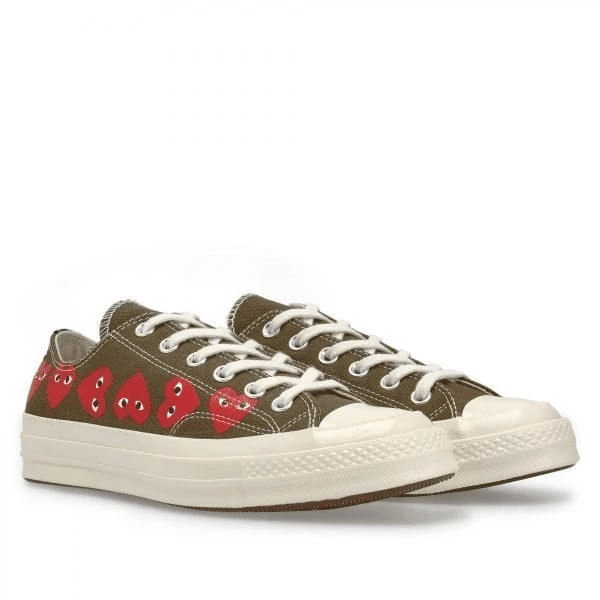 Men's Play Comme Des Garcons X Converse Low Top Khaki Shoes