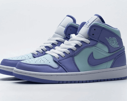 Men's Air Jordan 1 Mid Purple Aqua Blue Shoes