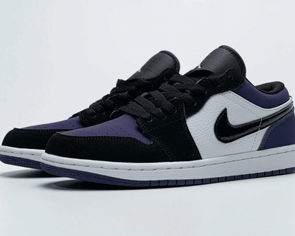 Men's Air Jordan 1 Low Black White Purple Shoes
