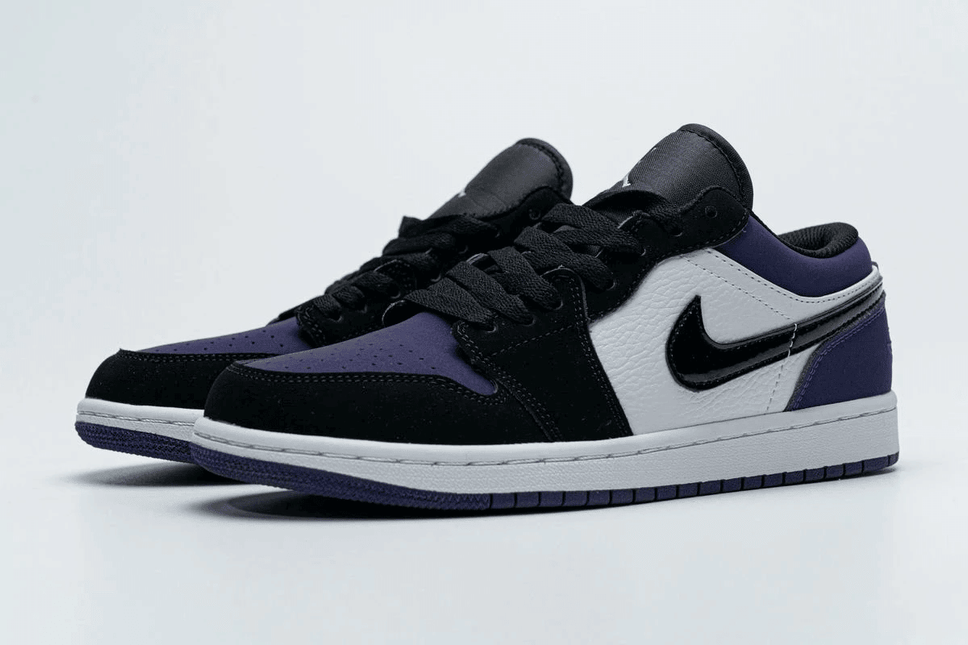Men's Air Jordan 1 Low Black White Purple Shoes