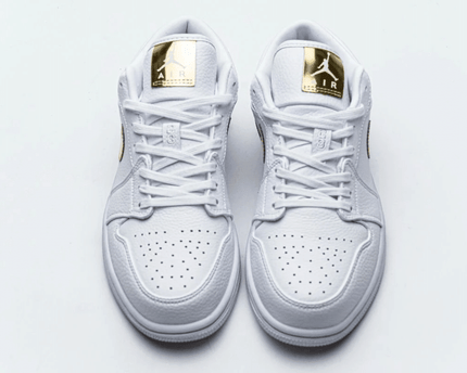 Men's Air Jordan 1 Low White Metallic Gold Shoes