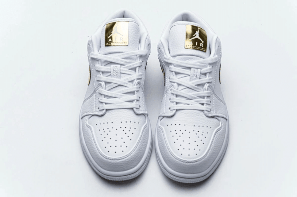 Men's Air Jordan 1 Low White Metallic Gold Shoes