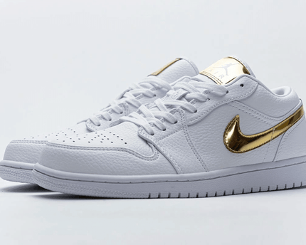 Men's Air Jordan 1 Low White Metallic Gold Shoes
