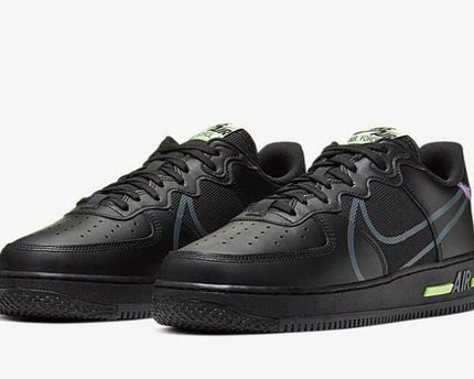 Men's Air Force 1 React Black Violet Star Barely Volt Shoes