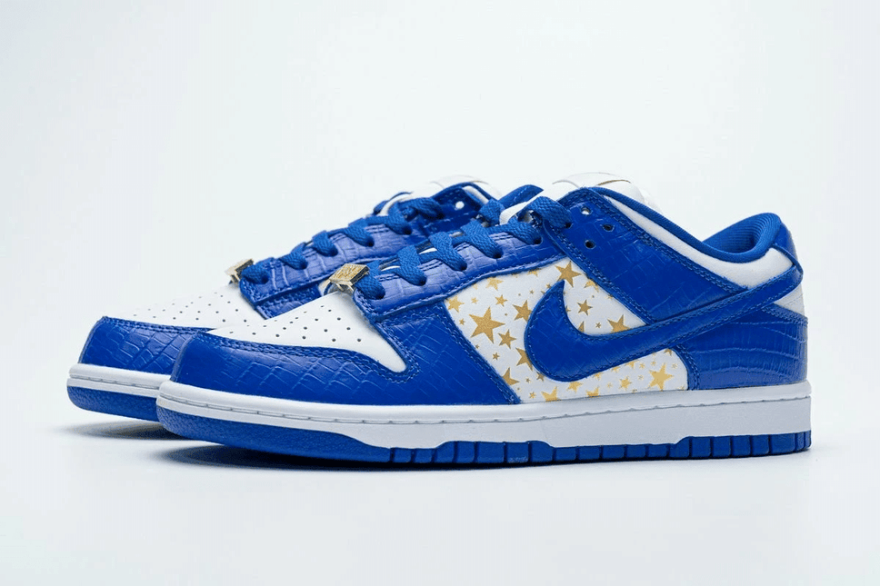 Men's Supreme x SB Dunk Low Blue Stars Shoes