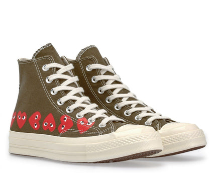 Men's Play Comme Des Garcons X Converse High Top Khaki Shoes