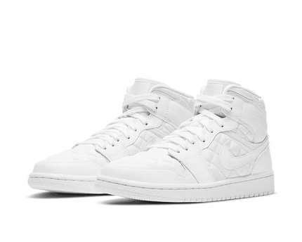 Men's Air Jordan 1 Mid White Quilted Shoes