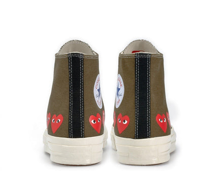 Men's Play Comme Des Garcons X Converse High Top Khaki Shoes