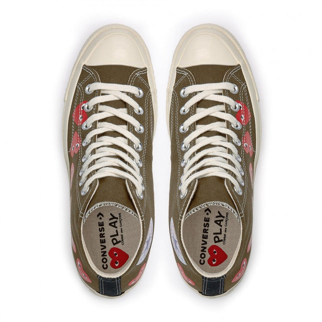 Men's Play Comme Des Garcons X Converse High Top Khaki Shoes