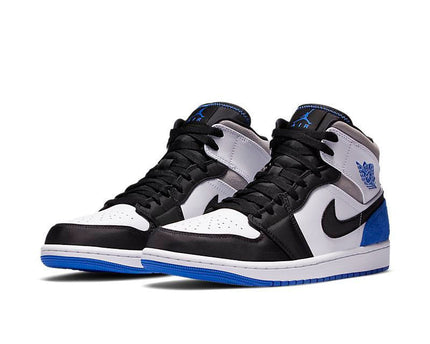 Men's Air Jordan 1 Mid White Black Royal Shoes