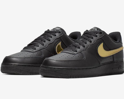 Men's Air Force 1 Low 07 Black Metallic Gold Shoes